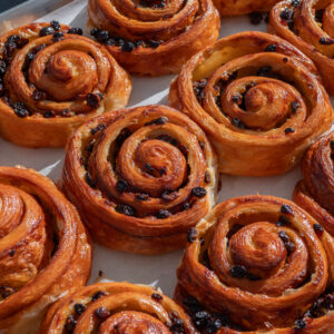 Pain aux raisin on a tray